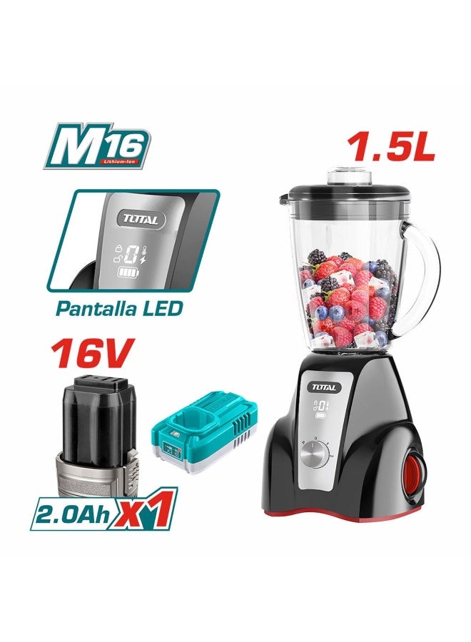 TOTAL Cordless Juicer Blender 1.5L with Battery & Charger, 300W, 2-Speed Pulse Control, LED Display, Stainless Steel Blades - Image 3